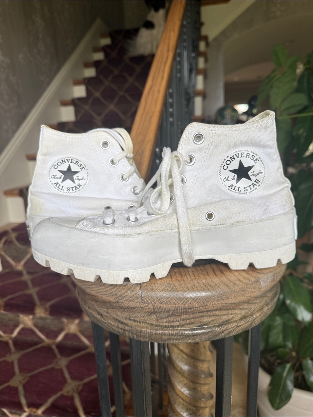 CONVERSE Chuck Taylor ALL STAR platform sneakers, white size 7 preowned - Picture 7 of 10